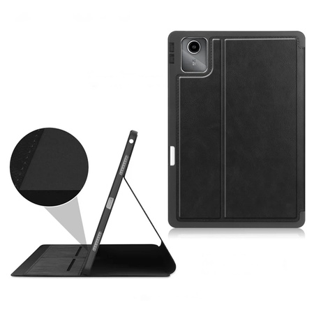 Puzdro kožené z vreckami karty na Lenovo Tab M11 / M11 10.95, čierne - ochranné so stojanom