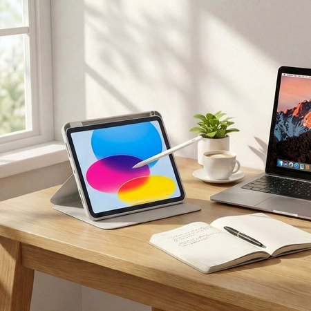 Etui OBROTOWE PENCIL do iPad 10.9 2022 Gen. 10/ 11 2025 A16 Gen. 11 WAKE UP, szare