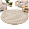 Dywan okrągły Rabbit Bubble 120 cm - miękki puszysty dywan do salonu i sypialni - beżowy