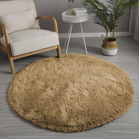 Shaggy Strado 160x160 round carpet CappuccinoCamel (Light brown)