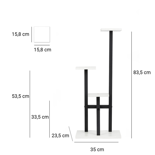 Stojan na kvety Peak stojaci kovový stojan na kvety rastliny regál 83,5cm, biely