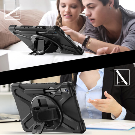 Etui pancerne Shockproof z uchwytem do Samsung Galaxy Tab S9 FE/S9/S10 FE, czarne