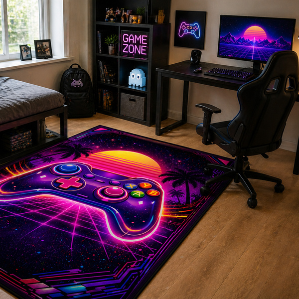 Dywan gamingowy dla gracza mata pod fotel antypoślizgowy Retro Pad