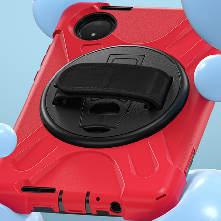 Etui pancerne Shockproof z uchwytem paskiem do Xiaomi Redmi Pad SE 8.7 2024, czerwone