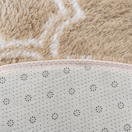 Dywan okrągły do salonu shaggy DECOR antypoślizgowy miękki puszysty 120x120, khaki