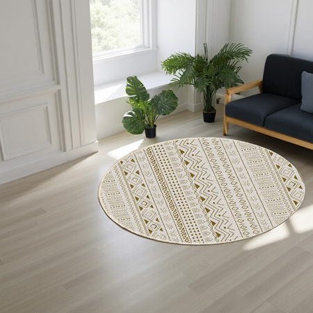 Round carpet NOVO Strado modern beige oriental pattern for living room Sahara 160x160 cm