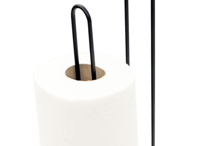 Stojak na papier toaletowy czarny loft nowoczesny uchwyt na 4 rolki 54 cm, czarny