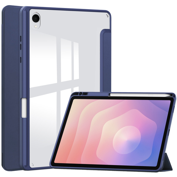 Puzdro Clear Pencil na Samsung Galaxy Tab S11 11 SM SMX736 s klapkou, tmavomodré - ochranné