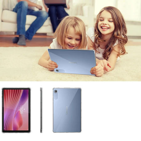 Puzdro Silikónové na Lenovo Tab 10.1 2025, priehľadné - ochranné so stojanom, prístup k portom a tlačidlám