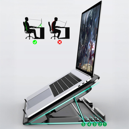 Podkładka chłodząca do Laptopa LED 15-18" regulacja chłodzenia cicha, czarna