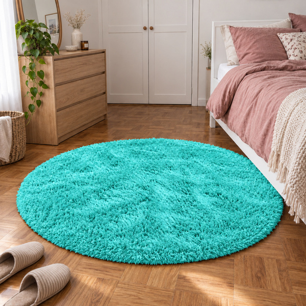 Shaggy Strado 140x140 round carpet TurquoiseSea (Turquoise)