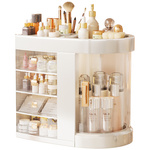 Organizer Maya clear casket for cosmetics and jewelry 4 drawers rotating lid elegant design