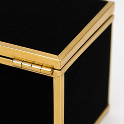 Szkatułka na biżuterię 18x13x7 cm organizer pudełko dekoracyjna pojemna welurowa czarna