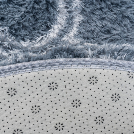 Dywan okrągły do salonu shaggy DECOR antypoślizgowy miękki puszysty 140x140, srebrny