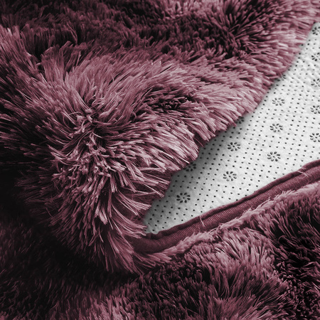 Dywan Okrągły Shaggy Ombre antypoślizgowy nowoczesny salon 120x120, czerwony