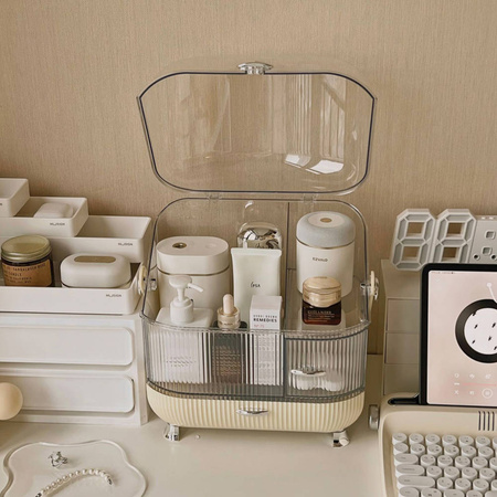 Strado multi-level casket organizer for cosmetics and jewelry capacious lockable acrylic trunk