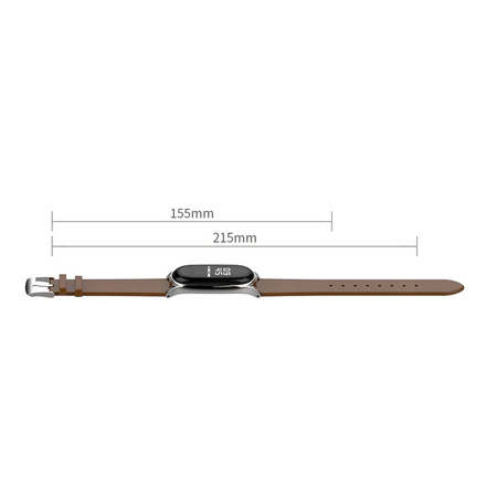 Pasek skórzany do 215 mm do Xiaomi Mi Band 3 / 4, czarny - wymienny