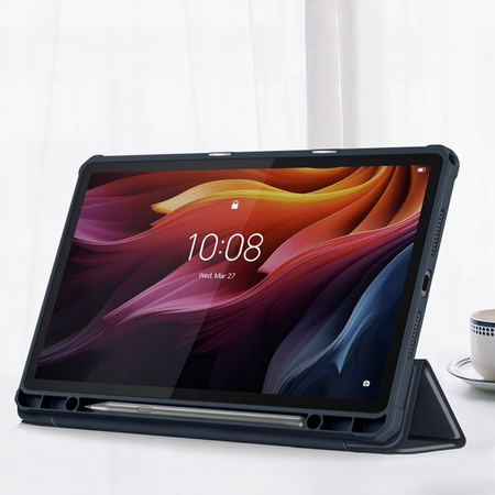 Etui z podstawką klapką Clear Pencil do Lenovo Tab K11 Plus 11.45" TB352FU, granatowe
