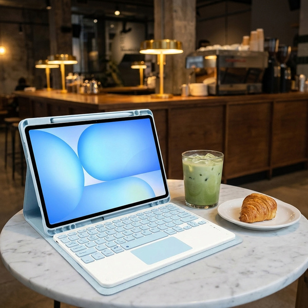 Etui z klawiaturą Bluetooth do Samsung Galaxy Tab S7 / S8 / S9 / S9FE / S10FE / S10 Lite, niebieskie - ochronne