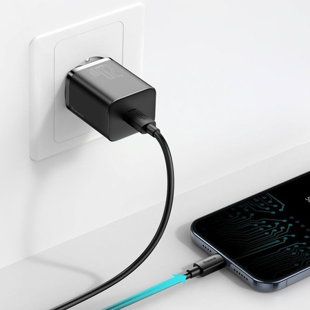 Ładowarka sieciowa Baseus Super Si Quick Charger 1C 20W z przewodem USB-C do Lightning 1m (czarna)