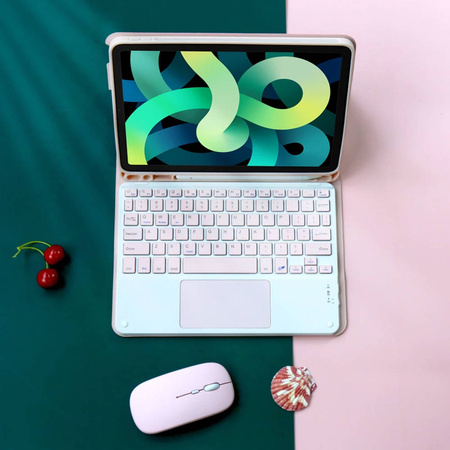 Etui z klawiaturą, myszką do Apple iPad Air 4 / Apple iPad Air 11 Pro / iPad Air 10.9 2022 / Air 5, różowe - ochronne
