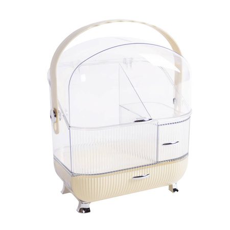 Strado multi-level casket organizer for cosmetics and jewelry capacious lockable acrylic trunk