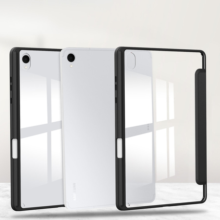 Puzdro Clear Pencil na Samsung Galaxy Tab S11 11 SM SMX736 s klapkou, čierne - ochranné