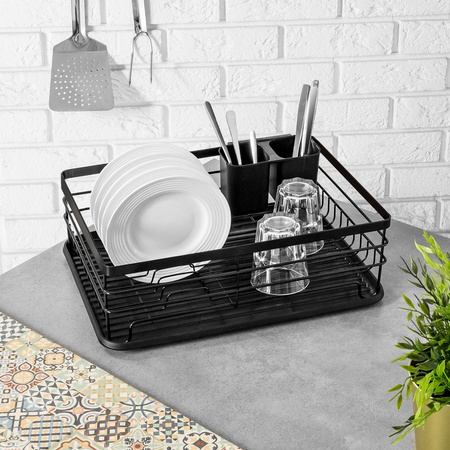 Dish Drainer Rack Black 43x32x14,5 cm