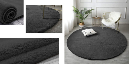 Rabbit Strado 90x90 DeepGrey round rug (Gray)