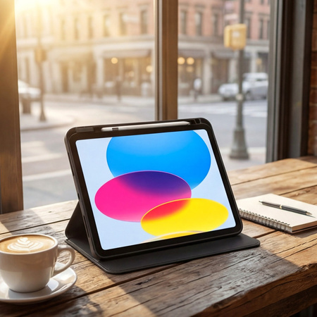 Puzdro otočné Pencil na iPad 10.9 2022 Gen. 10 / 11 2025 A16 Gen. 11 Wake, čierne - ochranné so stojanom
