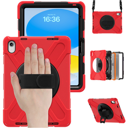 Puzdro Shockproof s držiakom na Apple iPad 10.9 2022 / 11 A16 2025 / Apple iPad 10.9 / Apple iPad 11, červené - ochranné