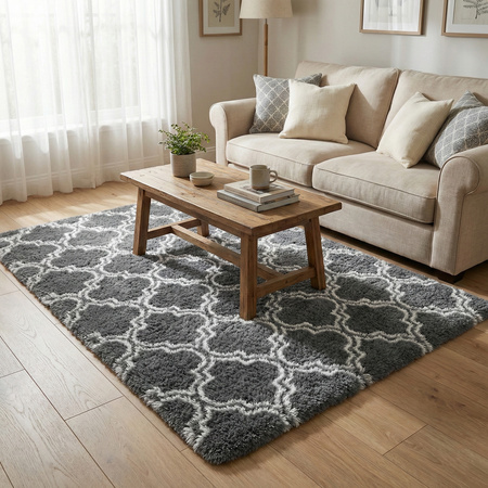 Dywan do salonu shaggy DECOR antypoślizgowy miękki puszysty modny 100x150 Grey Lantern