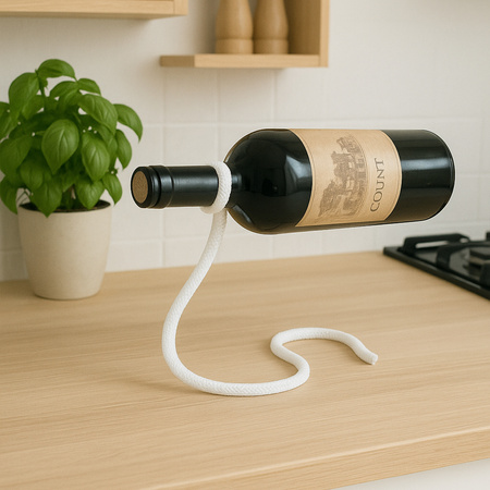 Stojak półka uchwyt na wino alkohol butelkę magiczny sznurek lasso, biały