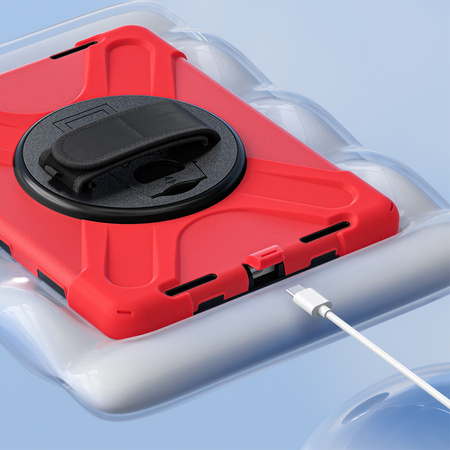 Etui Shockproof z uchwytem do Apple iPad 10.9 2022 / 11 A16 2025 / Apple iPad 10.9 / Apple iPad 11, czerwone - ochronne