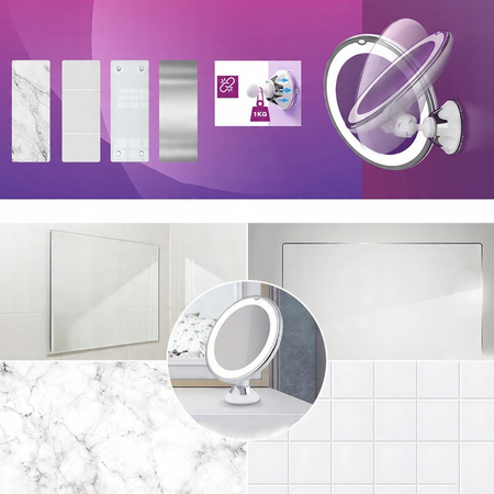 Zrkadielko kozmetické na líčenie zväčšovacie x10 podsvietené LED, biely