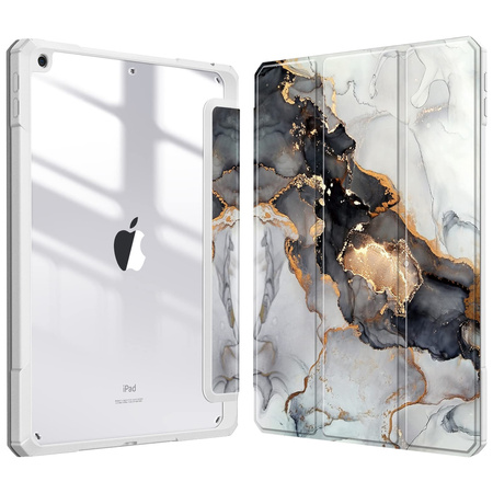 Puzdro grafické na Apple iPad 10.9 2022 Gen 10 / 11 2025 A16 Gen 11 s klapkou, čierne - ochranné so stojanom