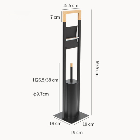 Metal toilet paper stand 2-in-1 free standing toilet brush