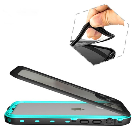 Etui wodoodporne 360 IP68 do iPhone 12 Mini, czarne - ochronne z podstawką, dostęp do portów i przycisków