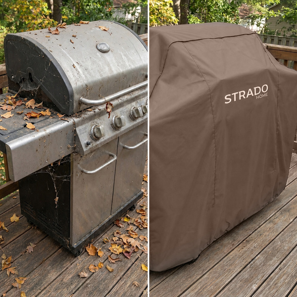Pokrowiec na grill 77x66x100 cm wodoodporny ochrona UV brązowy