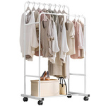 Double standing hanger on wheels for clothes - Costway W050 (White)