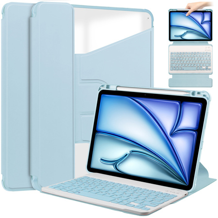Etui 360 i KLAWIATURA do Apple iPad Air 11 M3 2025 / Air 11 M2 2024 GEN 7 6, niebieskie