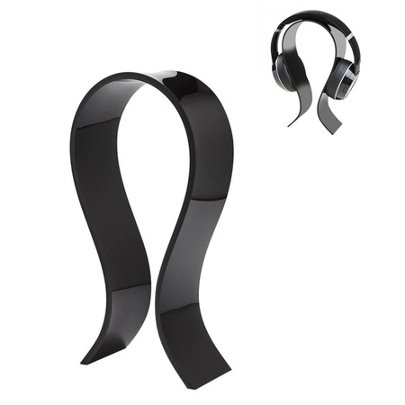 Headphone Stand Simple Black - designer acrylic holder for home and office