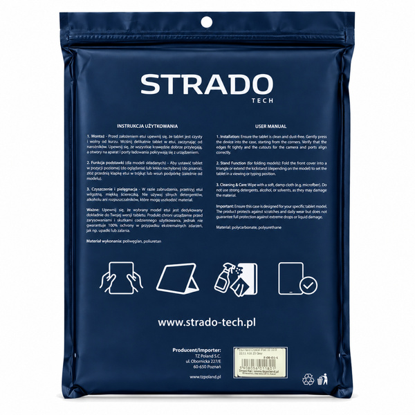 	Etui Crystal do Apple iPad 10.9 10 2022 / iPad 11 A16 2025 Gen 10 11, szare - ochronne z podstawką