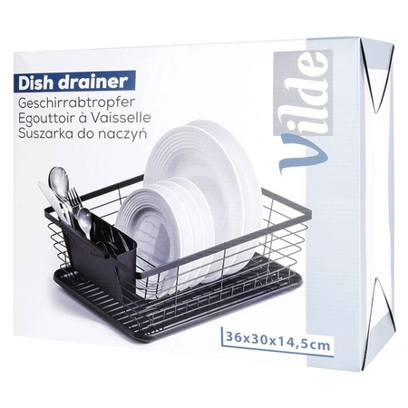 Dish Drainer Rack Black 36x30x14,5 cm