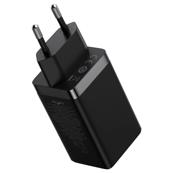 Rýchla nabíjačka sieťová GaN 2xUSB C 1xUSB 65W Baseus GaN5 Pro + kábel USB C USB C 100W, čierny