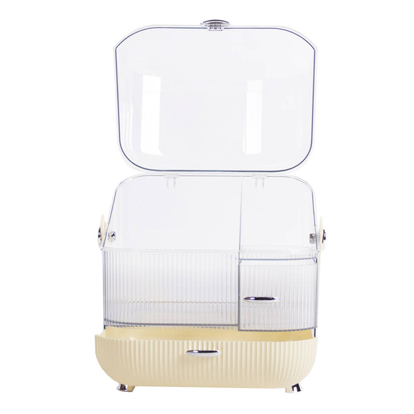 Strado multi-level casket organizer for cosmetics and jewelry capacious lockable acrylic trunk