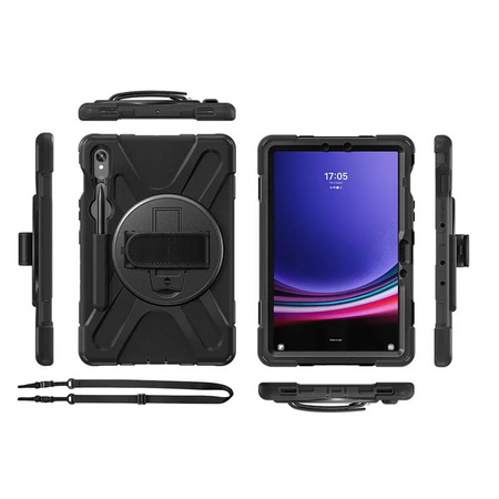 Puzdro Armor s držiakom na Galaxy Tab S9 / S10 FE / Galaxy Tab X716B / Galaxy Tab X510, čierne - ochranné so stojanom