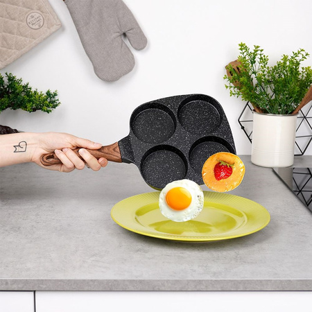 Egg Pan Granite 4 Holes BLACK&WOOD 19x19 cm