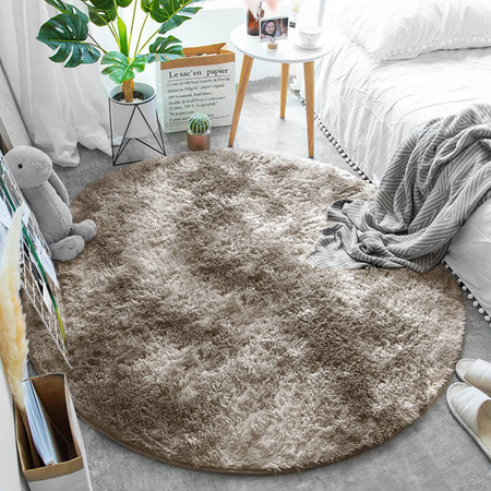 Dywan okrągły Shaggy Ombre 150x150 cm, beżowy OmbreCamel - pluszowy do salonu