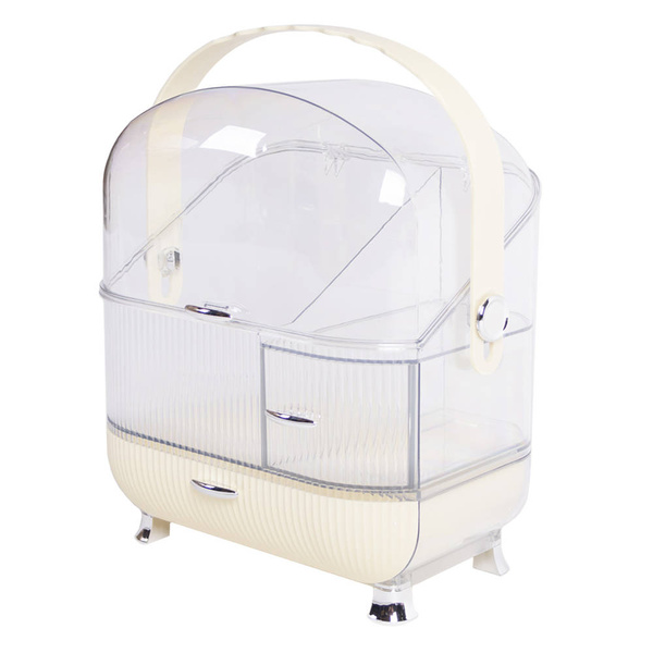 Strado multi-level casket organizer for cosmetics and jewelry capacious lockable acrylic trunk
